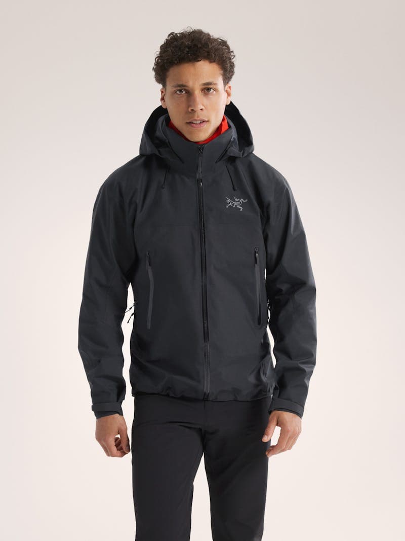 Arc'teryx Beta AR Jacket front view showing Gore-Tex Pro shell with hood and dual-fabric construction