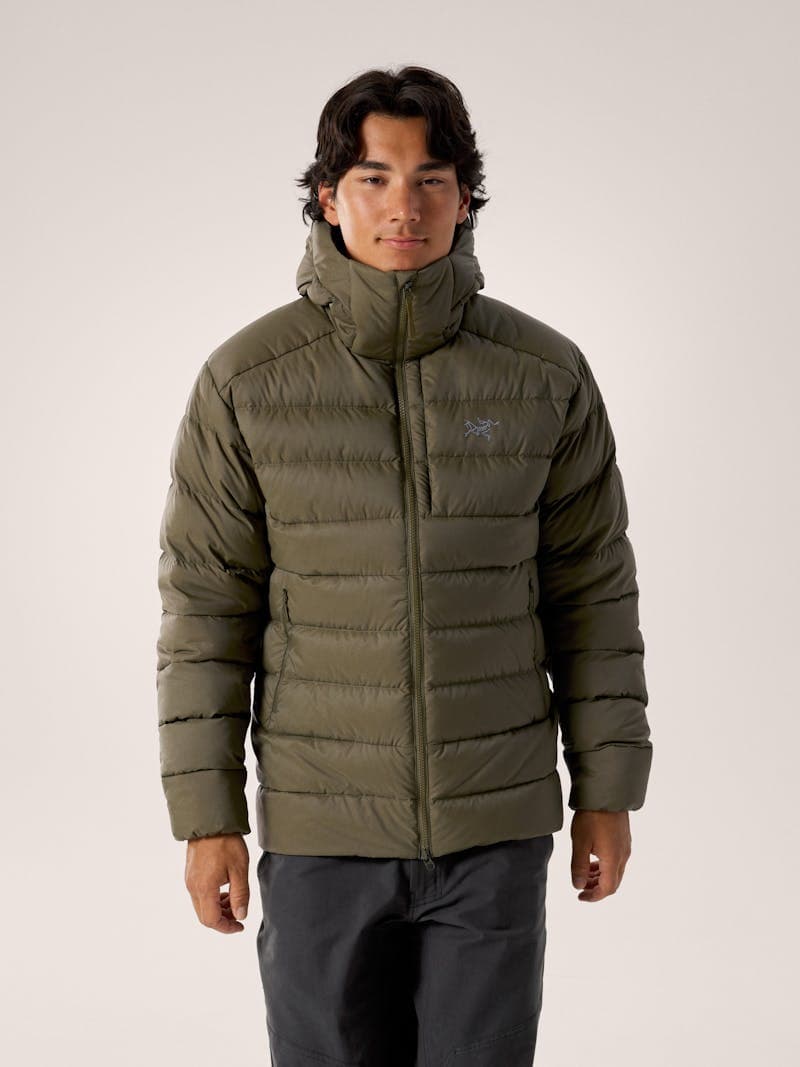Arc'teryx Thorium Hoody front view showing quilted baffles and insulated hood